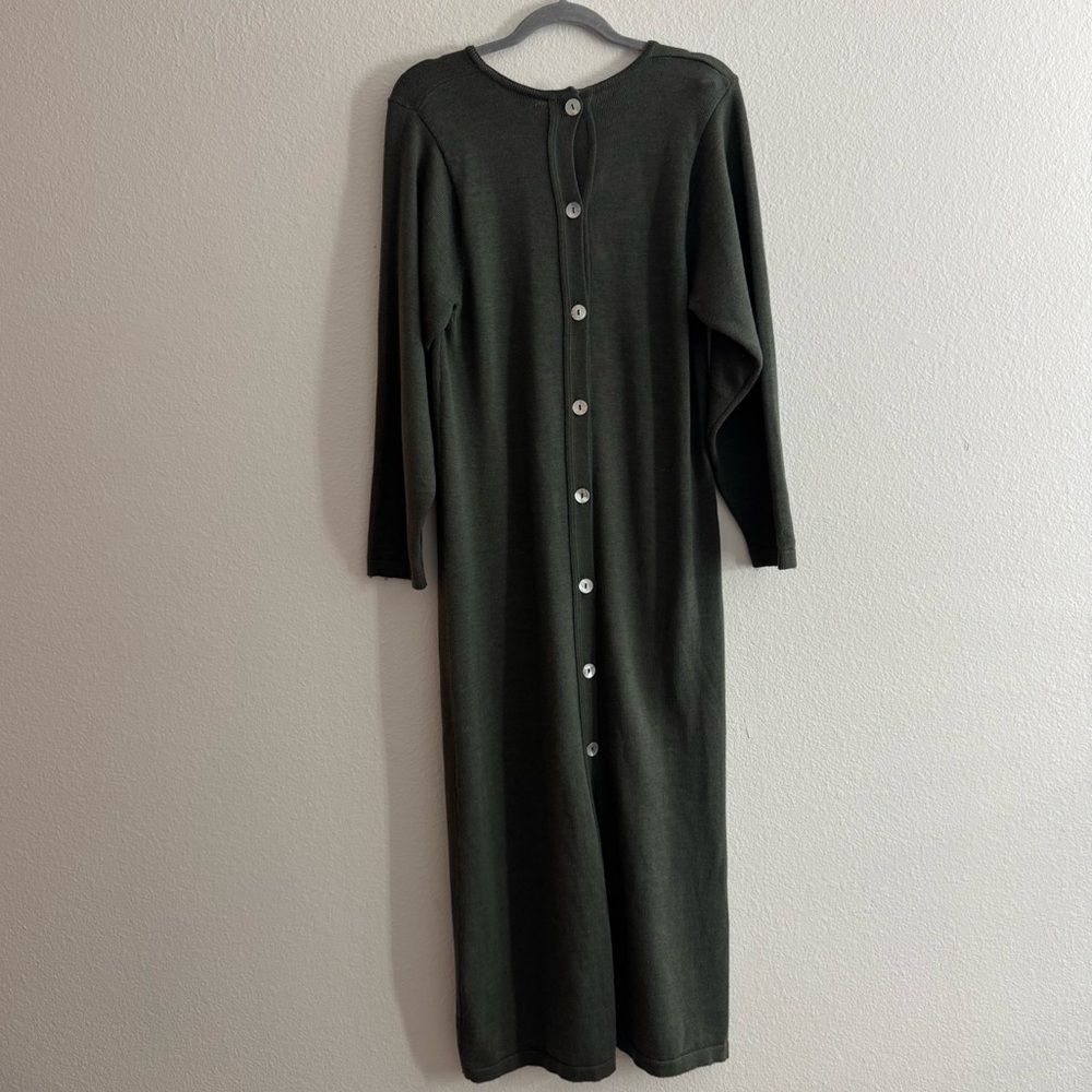 Millar Made in Ireland Green Wool Cotton Blend Button Down Knit Sweater Dress - Picture 2 of 5